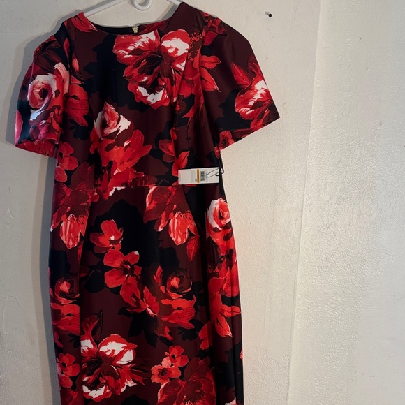 Calvin Klein Red and Black Floral dress size 16W - Picture 1 of 16